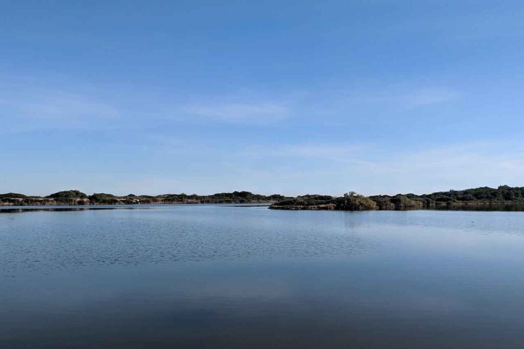 Distant View of Pink Lake, Canada