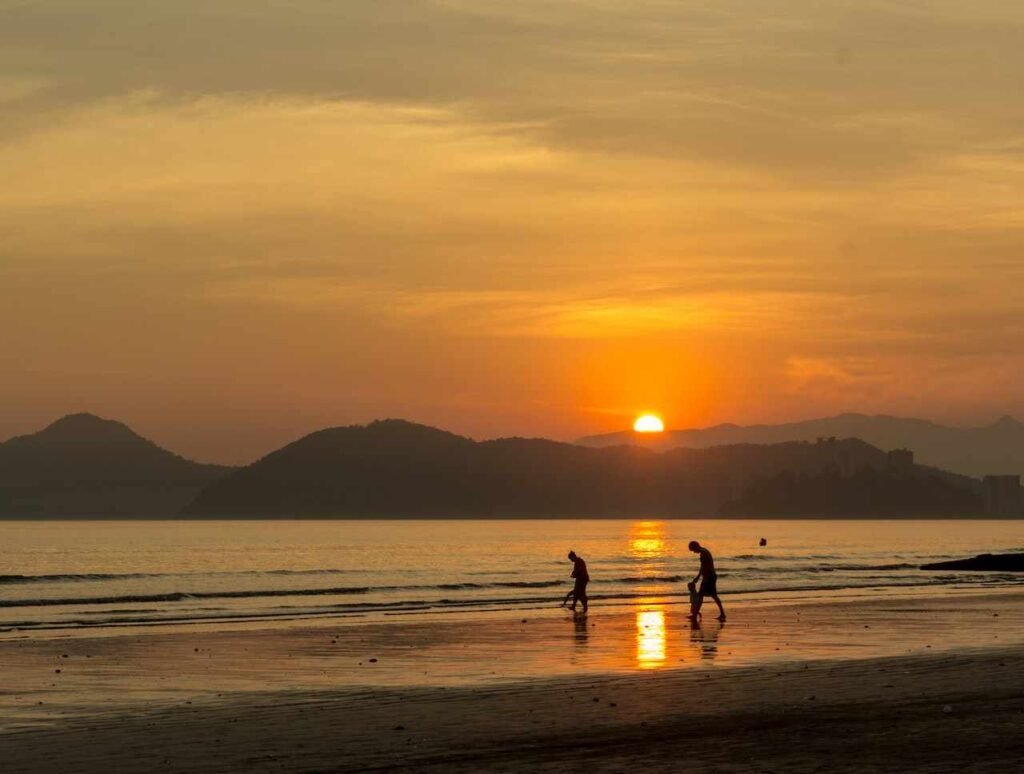 Persons Walking along the Beach